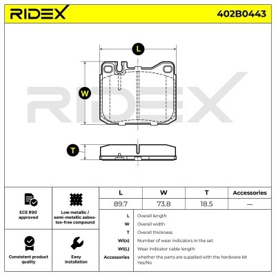 Bremsbeläge Satz RIDEX 402B0443 402B0443 - foto 8