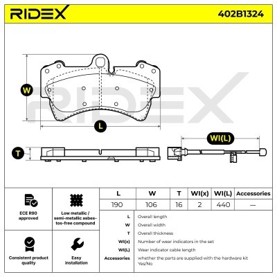 Bremsbeläge Satz RIDEX 402B1324 402B1324 - foto 7