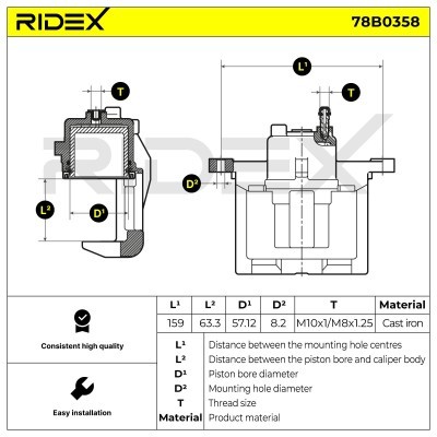 Bremssattel RIDEX 78B0358 78B0358 - foto 5