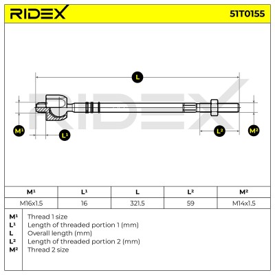 Lenkstange RIDEX 51T0155 51T0155 - foto 7