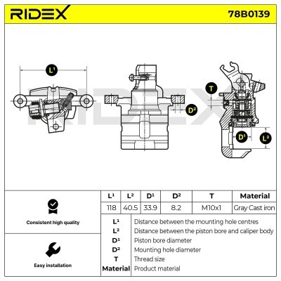 Bremssattel RIDEX 78B0139 78B0139 - foto 8