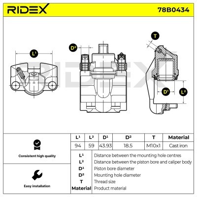 Bremssattel RIDEX 78B0434 78B0434 - foto 5