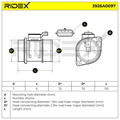 Luftmassenmesser RIDEX 3926A0097 3926A0097 - foto 6