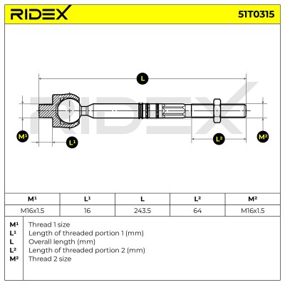 Lenkstange RIDEX 51T0315 51T0315 - foto 5