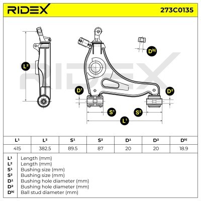 Querlenker RIDEX 273C0135 273C0135 - foto 12