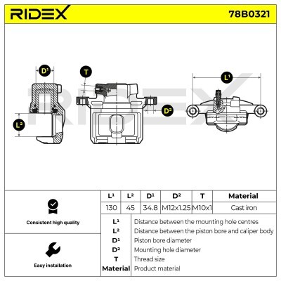 Bremssattel RIDEX 78B0321 78B0321 - foto 4
