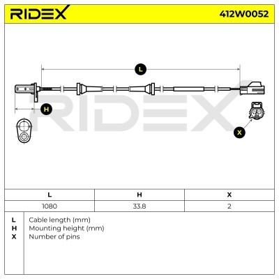 ABS Sensor RIDEX 412W0052 412W0052 - foto 6