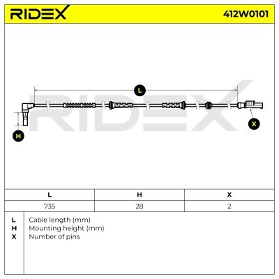 ABS Sensor RIDEX 412W0101 412W0101 - foto 2