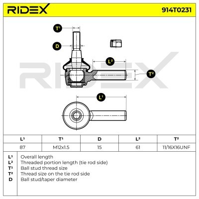 Spurstangenkopf RIDEX 914T0231 914T0231 - foto 6