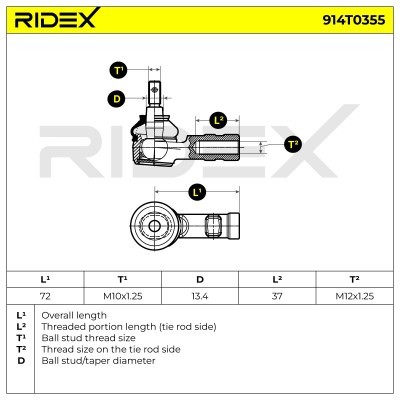 Spurstangenkopf RIDEX 914T0355 914T0355 - foto 6