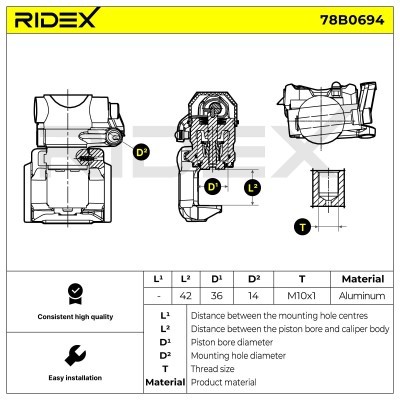 Bremssattel RIDEX 78B0694 78B0694 - foto 6