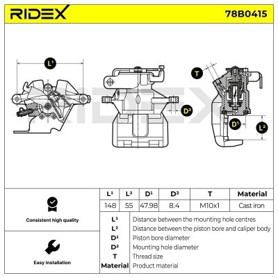 Bremssattel RIDEX 78B0415 78B0415 - foto 4