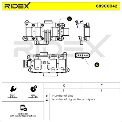Zündspule RIDEX 689C0042 689C0042 - foto 5