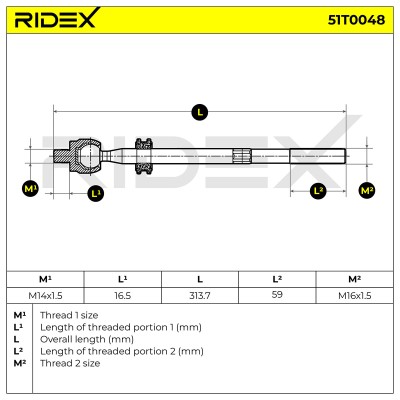 Lenkstange RIDEX 51T0048 51T0048 - foto 6