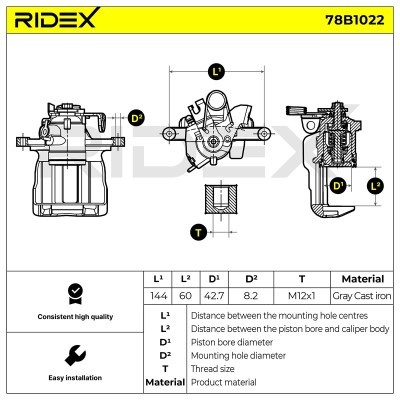 Bremssattel RIDEX 78B1022 78B1022 - foto 7
