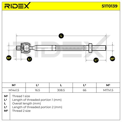 Lenkstange RIDEX 51T0139 51T0139 - foto 5