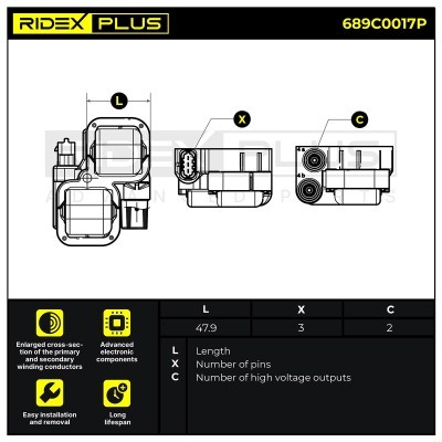 Zündspule RIDEX 689C0017P 689C0017P - foto 3