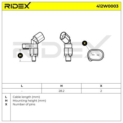 ABS Sensor RIDEX 412W0003 412W0003 - foto 6