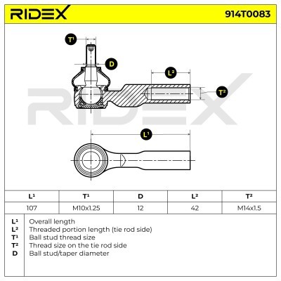 Spurstangenkopf RIDEX 914T0083 914T0083 - foto 6