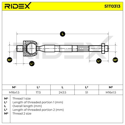 Lenkstange RIDEX 51T0313 51T0313 - foto 5