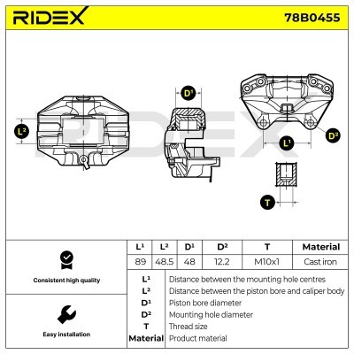 Bremssattel RIDEX 78B0455 78B0455 - foto 6