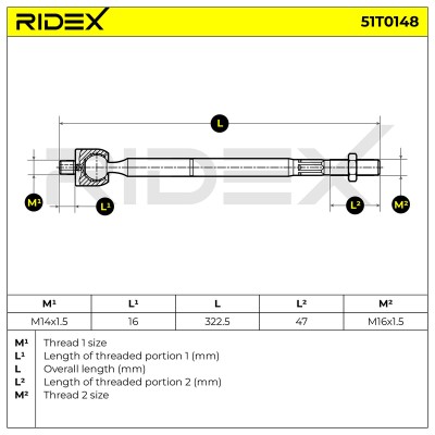 Lenkstange RIDEX 51T0148 51T0148 - foto 5