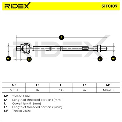 Lenkstange RIDEX 51T0107 51T0107 - foto 6