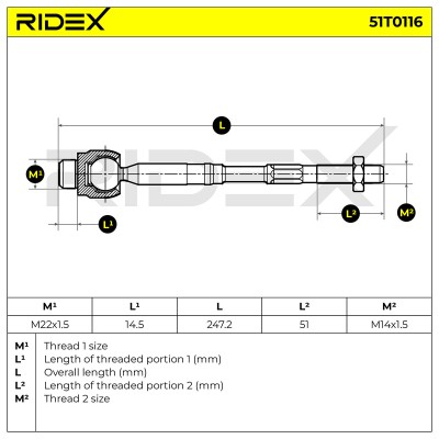 Lenkstange RIDEX 51T0116 51T0116 - foto 5
