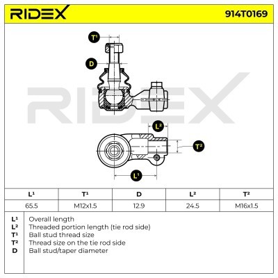 Spurstangenkopf RIDEX 914T0169 914T0169 - foto 5