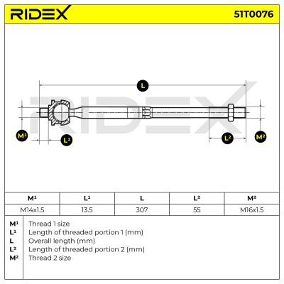 Lenkstange RIDEX 51T0076 51T0076 - foto 5