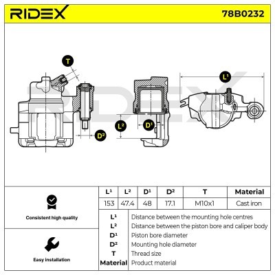 Bremssattel RIDEX 78B0232 78B0232 - foto 4