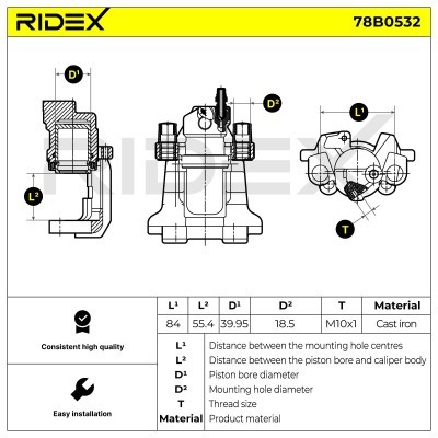 Bremssattel RIDEX 78B0532 78B0532 - foto 6