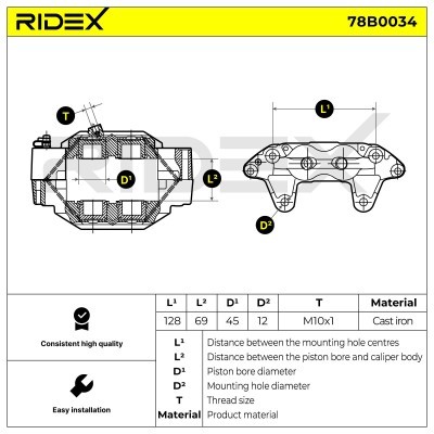 Bremssattel RIDEX 78B0034 78B0034 - foto 3