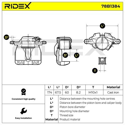Bremssattel RIDEX 78B1384 78B1384 - foto 7