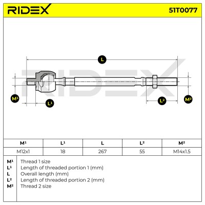 Lenkstange RIDEX 51T0077 51T0077 - foto 5