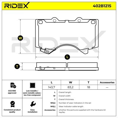 Bremsbeläge Satz RIDEX 402B1215 402B1215 - foto 7