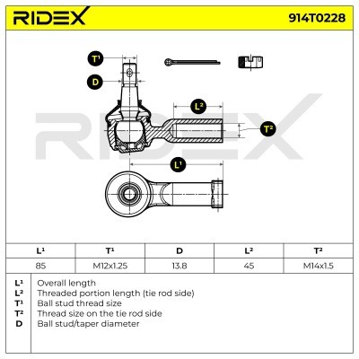 Spurstangenkopf RIDEX 914T0228 914T0228 - foto 5