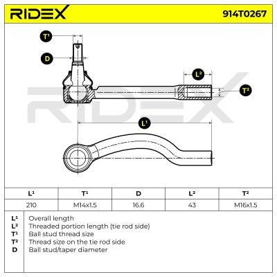 Spurstangenkopf RIDEX 914T0267 914T0267 - foto 6