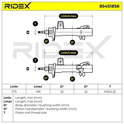 Stoßdämpfer RIDEX 854S1856 854S1856 - foto 8