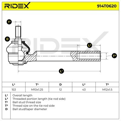Spurstangenkopf RIDEX 914T0620 914T0620 - foto 10