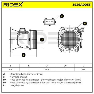 Luftmassenmesser RIDEX 3926A0053 3926A0053 - foto 6