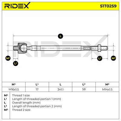 Lenkstange RIDEX 51T0259 51T0259 - foto 5