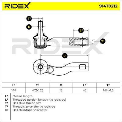 Spurstangenkopf RIDEX 914T0212 914T0212 - foto 5
