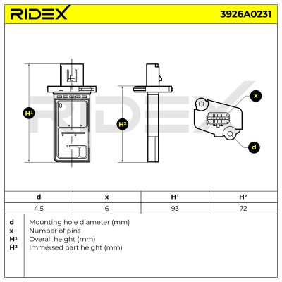 Luftmassenmesser RIDEX 3926A0231 3926A0231 - foto 5