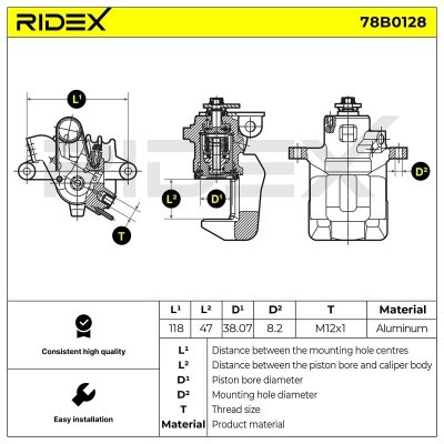 Bremssattel RIDEX 78B0128 78B0128 - foto 5