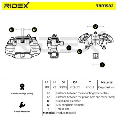 Bremssattel RIDEX 78B1582 78B1582 - foto 6