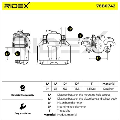 Bremssattel RIDEX 78B0742 78B0742 - foto 6