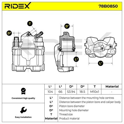Bremssattel RIDEX 78B0850 78B0850 - foto 5