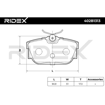Bremsbeläge Satz RIDEX 402B1313 402B1313 - foto 10