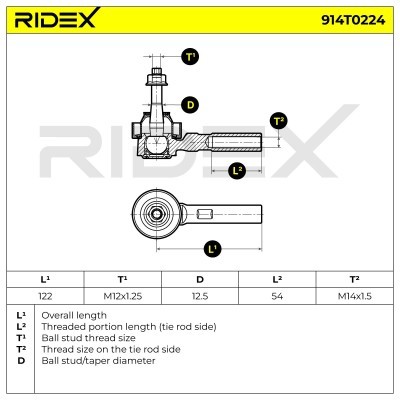 Spurstangenkopf RIDEX 914T0224 914T0224 - foto 5